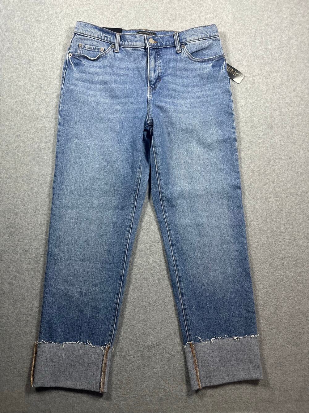 Banana Republic Slouch Cuffed Jeans Women's Size 6/28 Blue Medium Wash Cotton